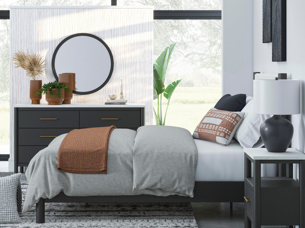 Cadmori Queen Upholstered Panel Bed - Black (13)