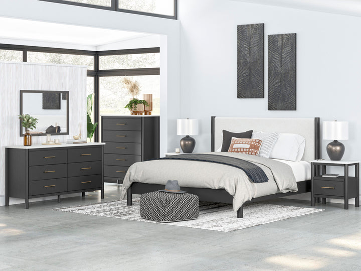 Cadmori King Upholstered Panel Bed - Black (10)