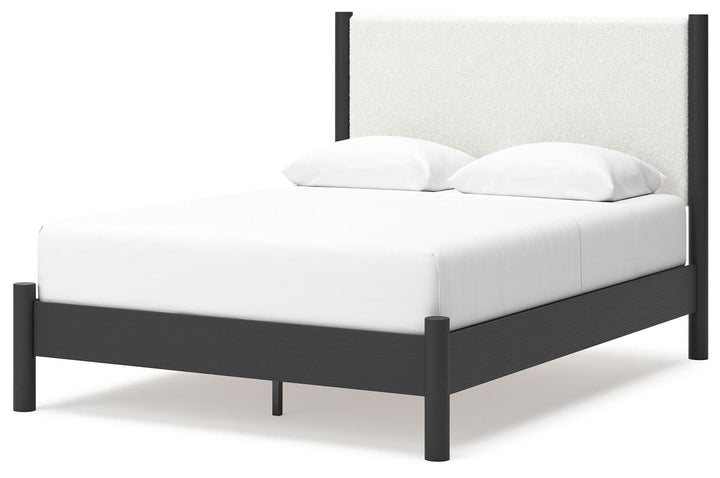 Cadmori Queen Upholstered Panel Bed - Black (4)