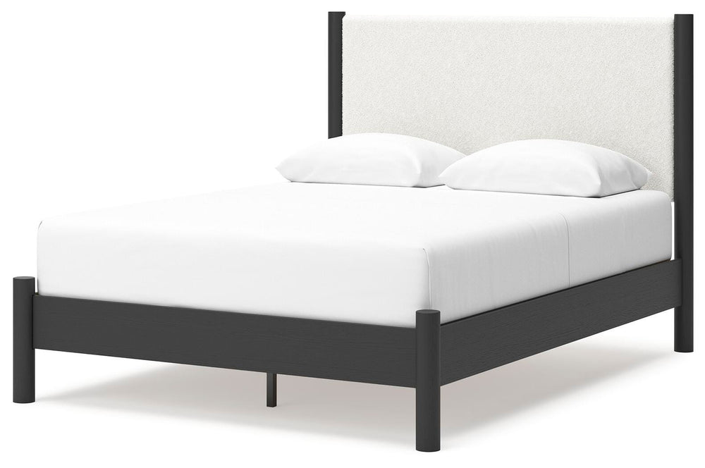 Cadmori Queen Upholstered Panel Bed - Black (4)