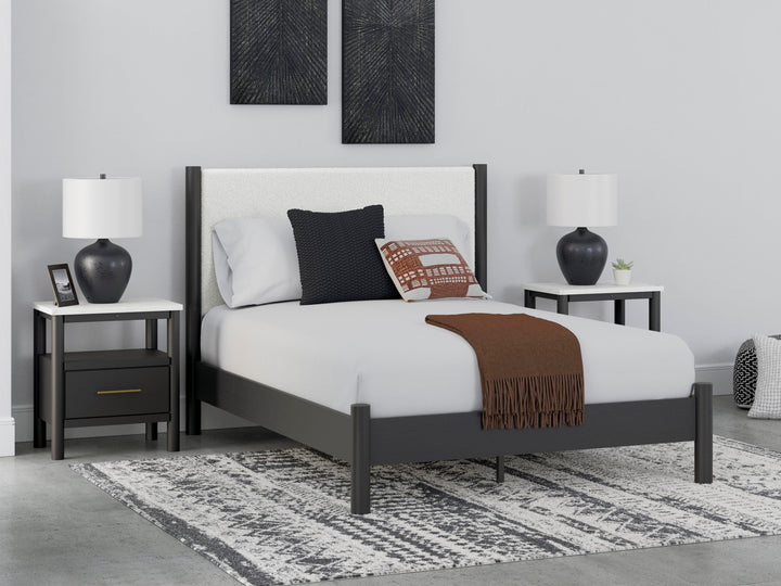 Cadmori Queen Upholstered Panel Bed - Black (2)