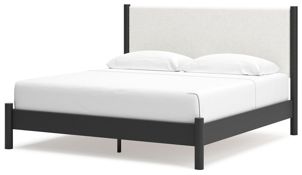 Cadmori King Upholstered Panel Bed - Black (4)
