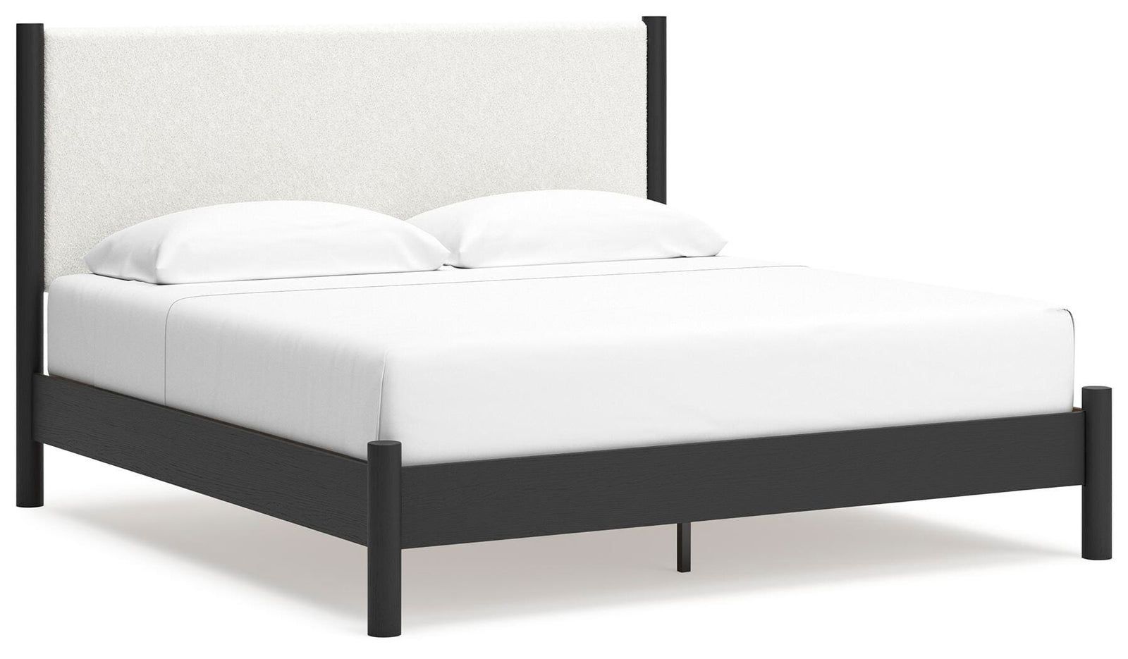 Cadmori King Upholstered Panel Bed - Black (1)