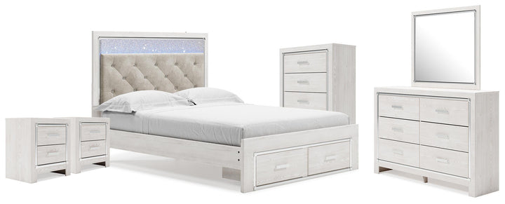 Altyra Queen Storage Bed, Dresser Mirror, Chest and 2 Nightstands - White (1)