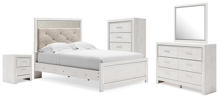 Altyra Full Upholstered Panel Bed, Dresser, Mirror, Chest and Nightstand (1)