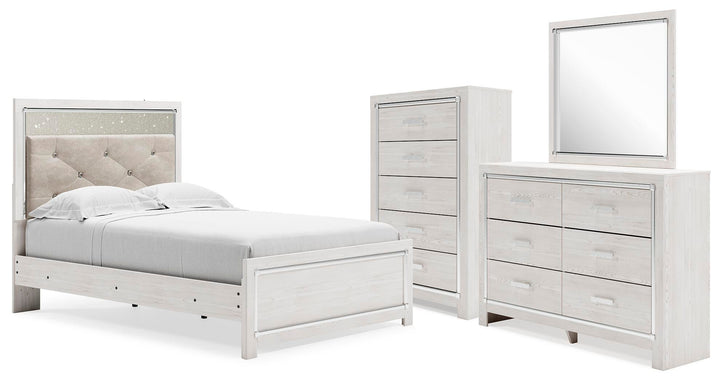 Altyra Full Panel Bed, Dresser, Mirror and Chest - White (1)