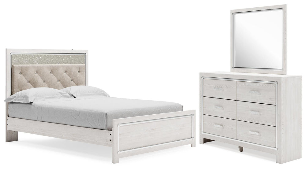 Altyra Queen Upholstered Panel Bed, Dresser and Mirror (1)