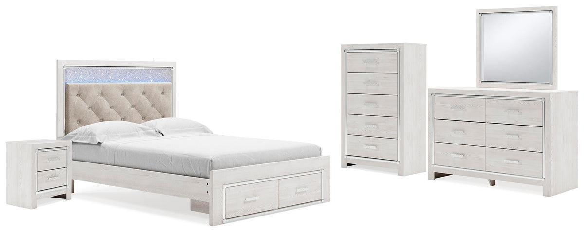 Altyra Queen Storage Bed, Dresser, Mirror, Chest and Nightstand - White (1)