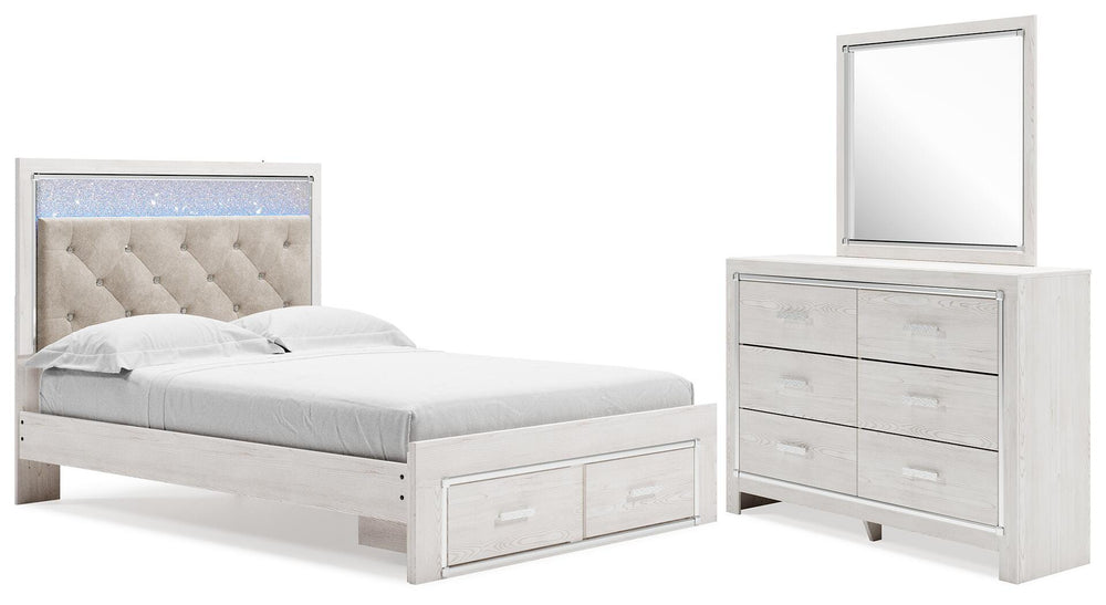 Altyra Queen Upholstered Panel Storage Bed, Dresser and Mirror (1)