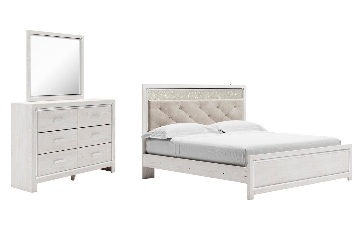 Altyra King Panel Bed, Dresser and Mirror - White (1)