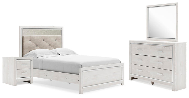 Altyra Full Panel Bed, Dresser, Mirror and Nightstand - White (1)
