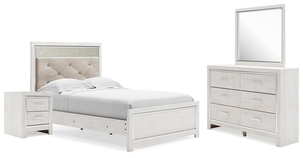 Altyra Full Panel Bed, Dresser, Mirror and Nightstand - White (1)