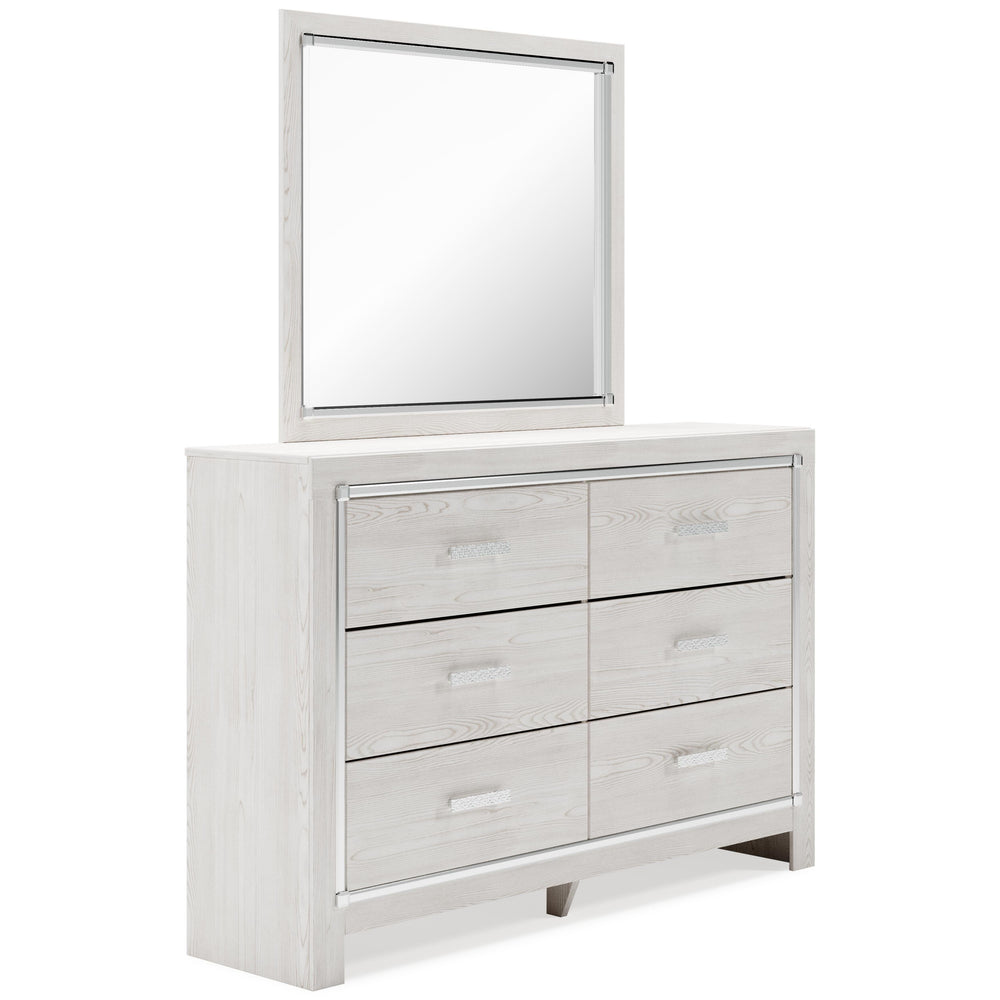 Altyra Queen Upholstered Panel Bed, Dresser, Mirror, Chest and 2 Nightstands - White (2)