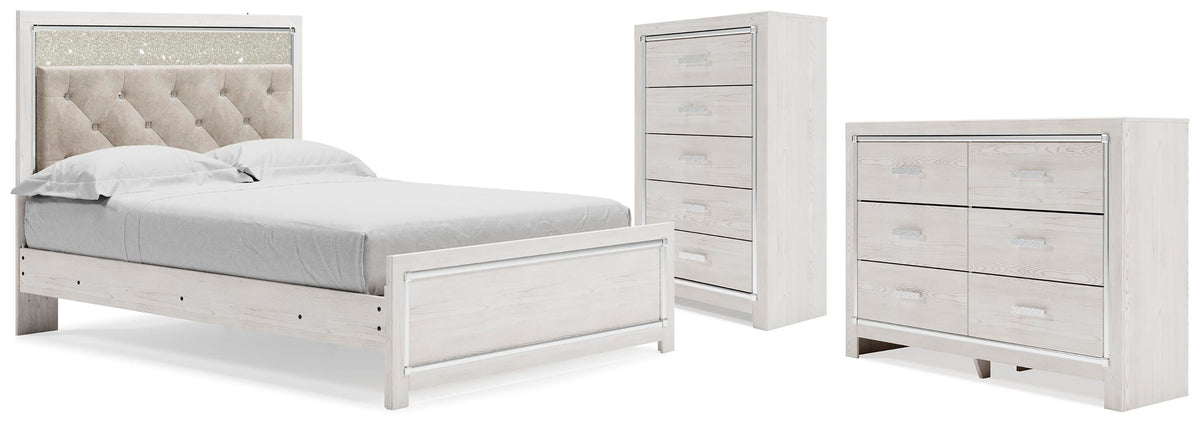Altyra Queen Panel Bed, Dresser and Chest - White (1)