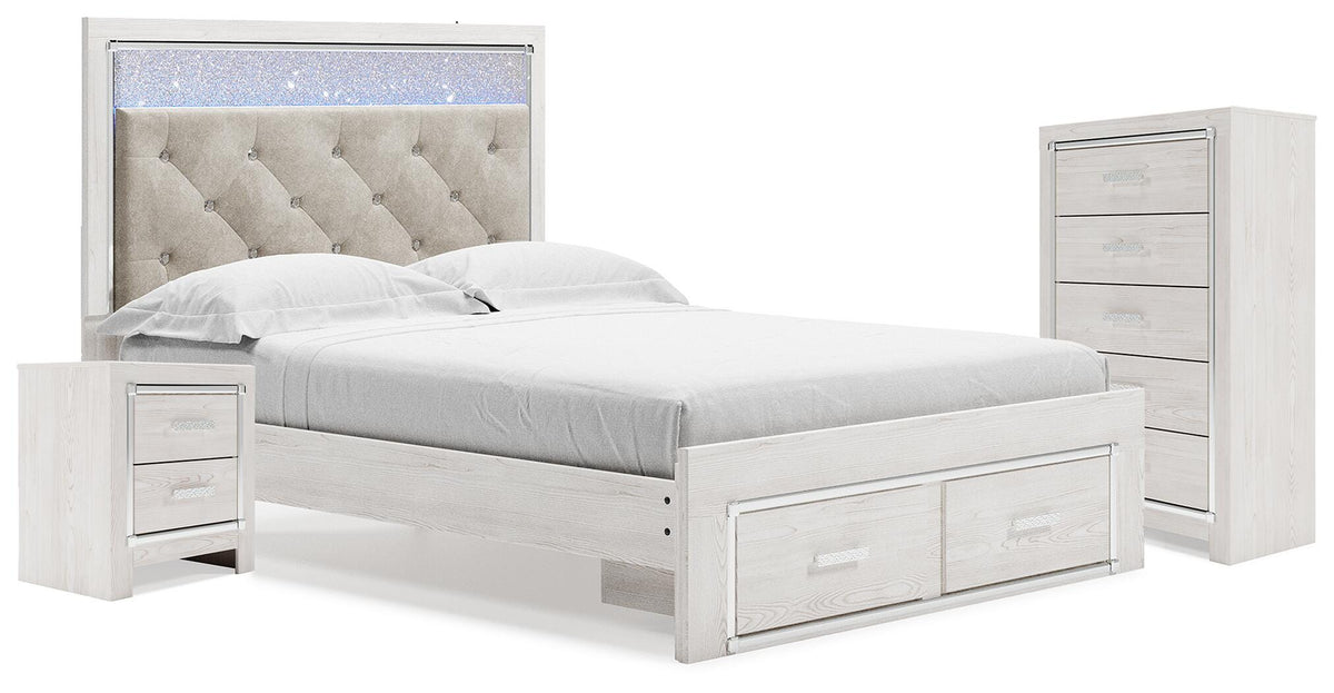 Altyra Queen Storage Bed, Chest and Nightstand - White (1)