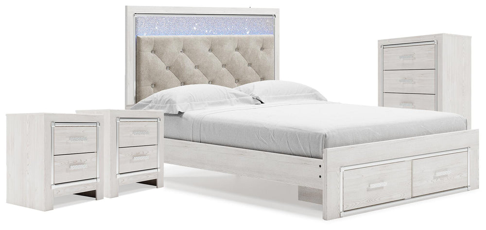 Altyra Queen Storage Bed, Chest and 2 Nightstands - White (1)