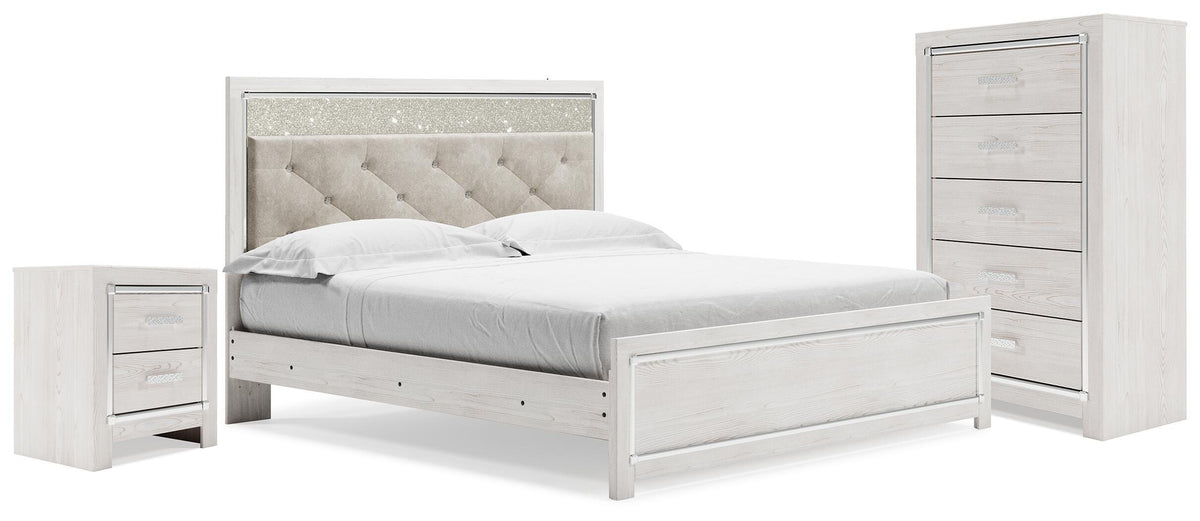 Altyra King Panel Bed, Chest and 2 Nightstands - White (1)