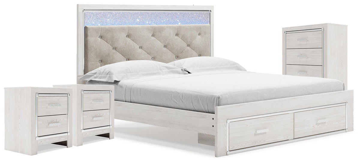 Altyra King Storage Bed, Chest and 2 Nightstands - White (1)