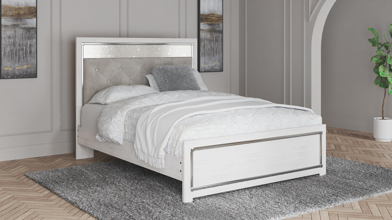 Altyra Queen Panel Bed - White (2)