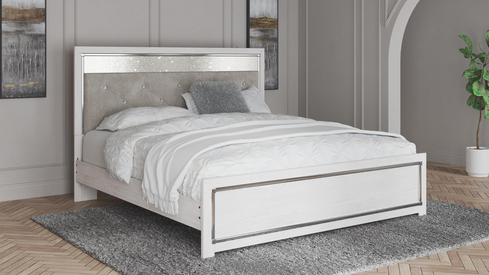 Altyra King Panel Bed - White (2)