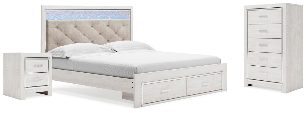 Altyra King Storage Bed, Chest and Nightstand - White (1)