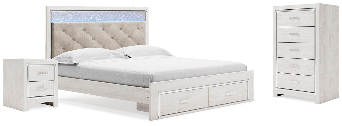 Altyra King Storage Bed, Chest and Nightstand - White (1)