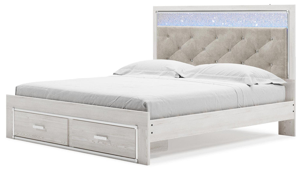 Altyra King Upholstered Storage Bed - White (3)