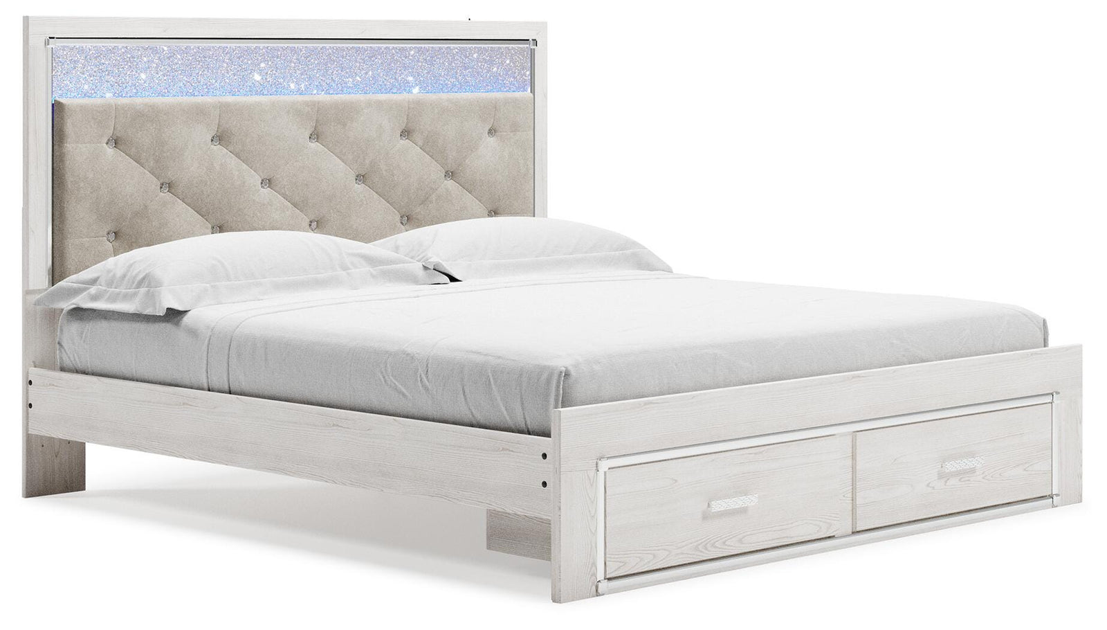 Altyra King Upholstered Storage Bed - White (1)