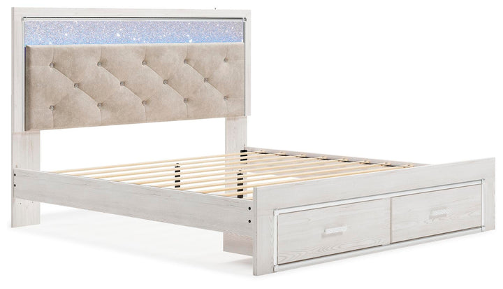 Altyra King Upholstered Storage Bed, Dresser, Mirror, Chest, and Nightstand - White (10)
