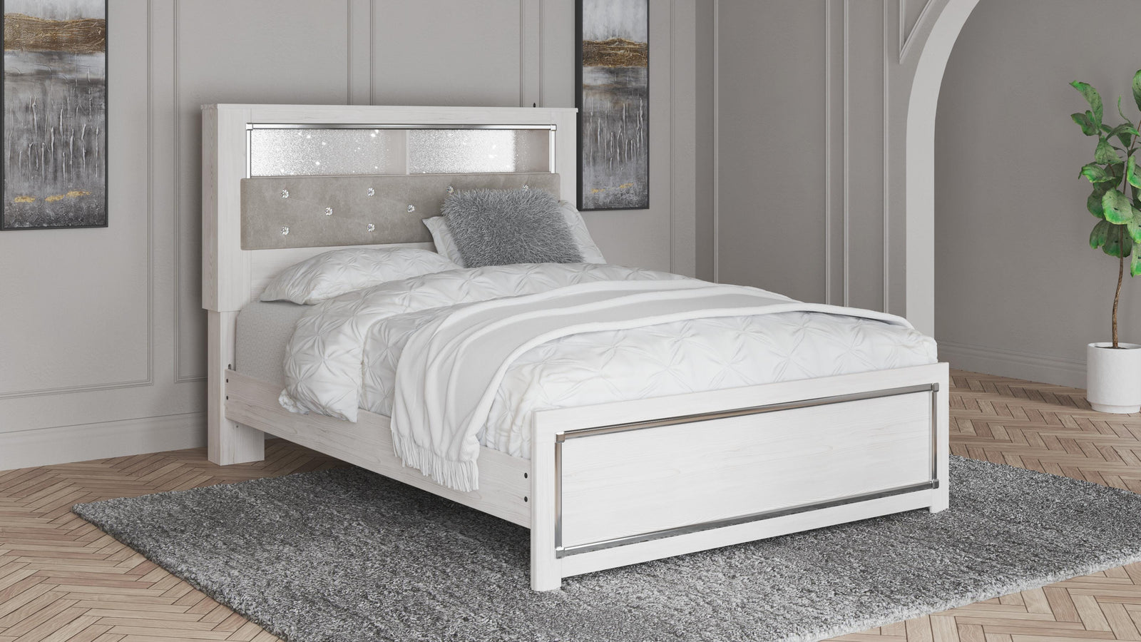 Altyra Queen Panel Bookcase Bed - White (2)