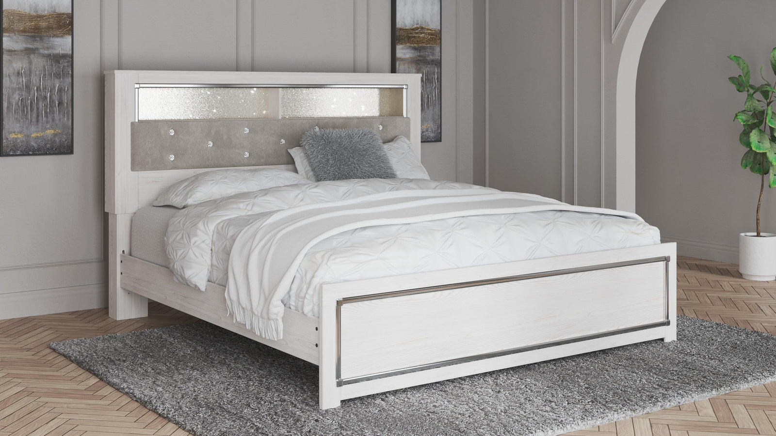 Altyra King Panel Bookcase Bed - White (2)