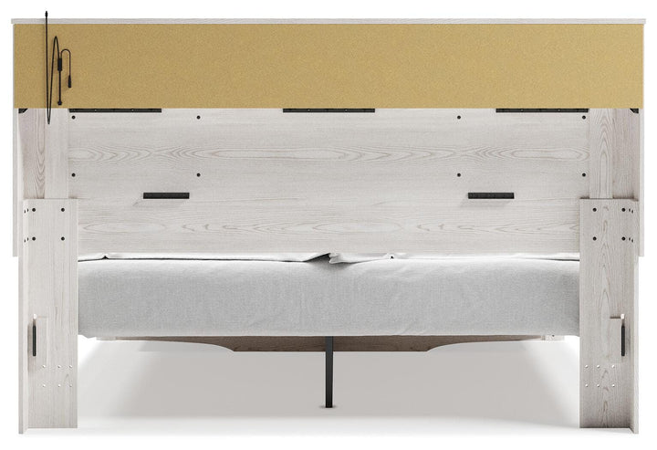 Altyra King Upholstered Bookcase Bed with Storage - White (6)