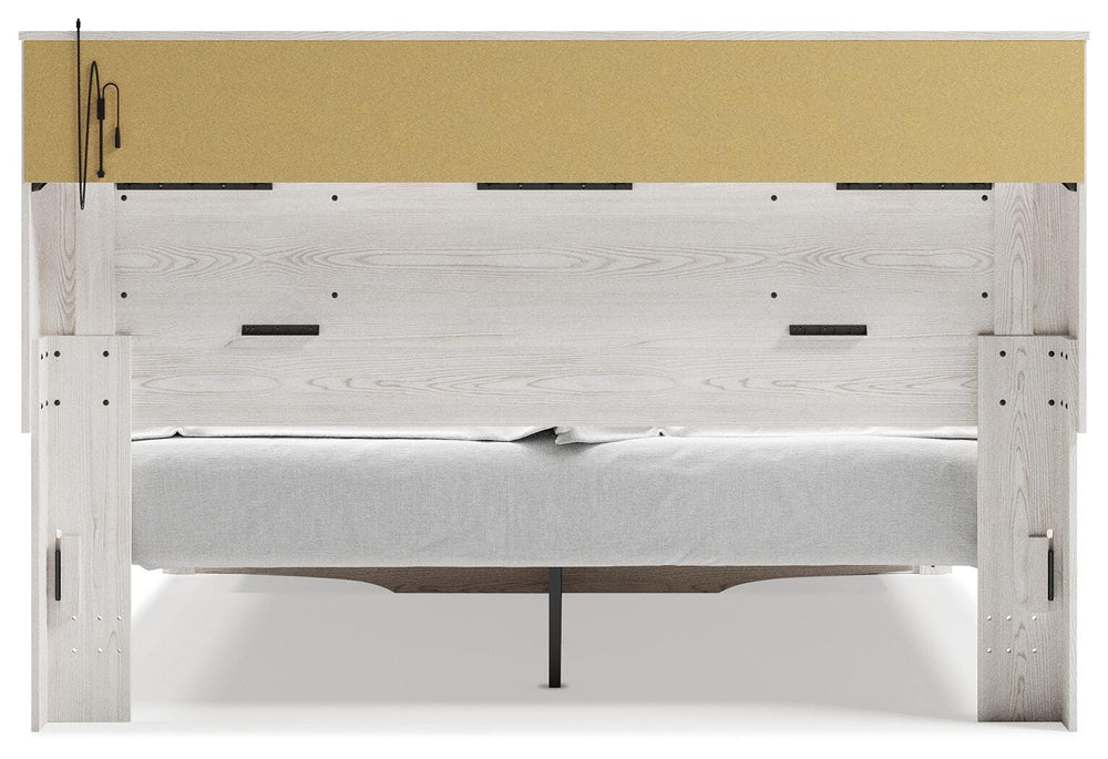 Altyra King Upholstered Bookcase Bed with Storage - White (6)