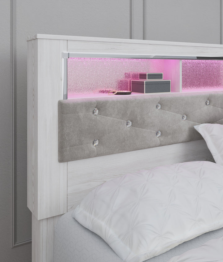 Altyra King Panel Bookcase Bed - White (7)