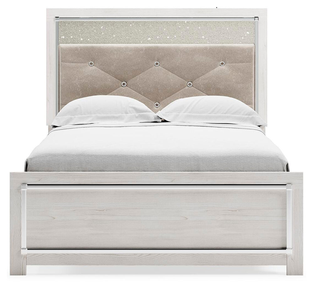Altyra Full Upholstered Panel Bed, Dresser and Nightstand - White (8)