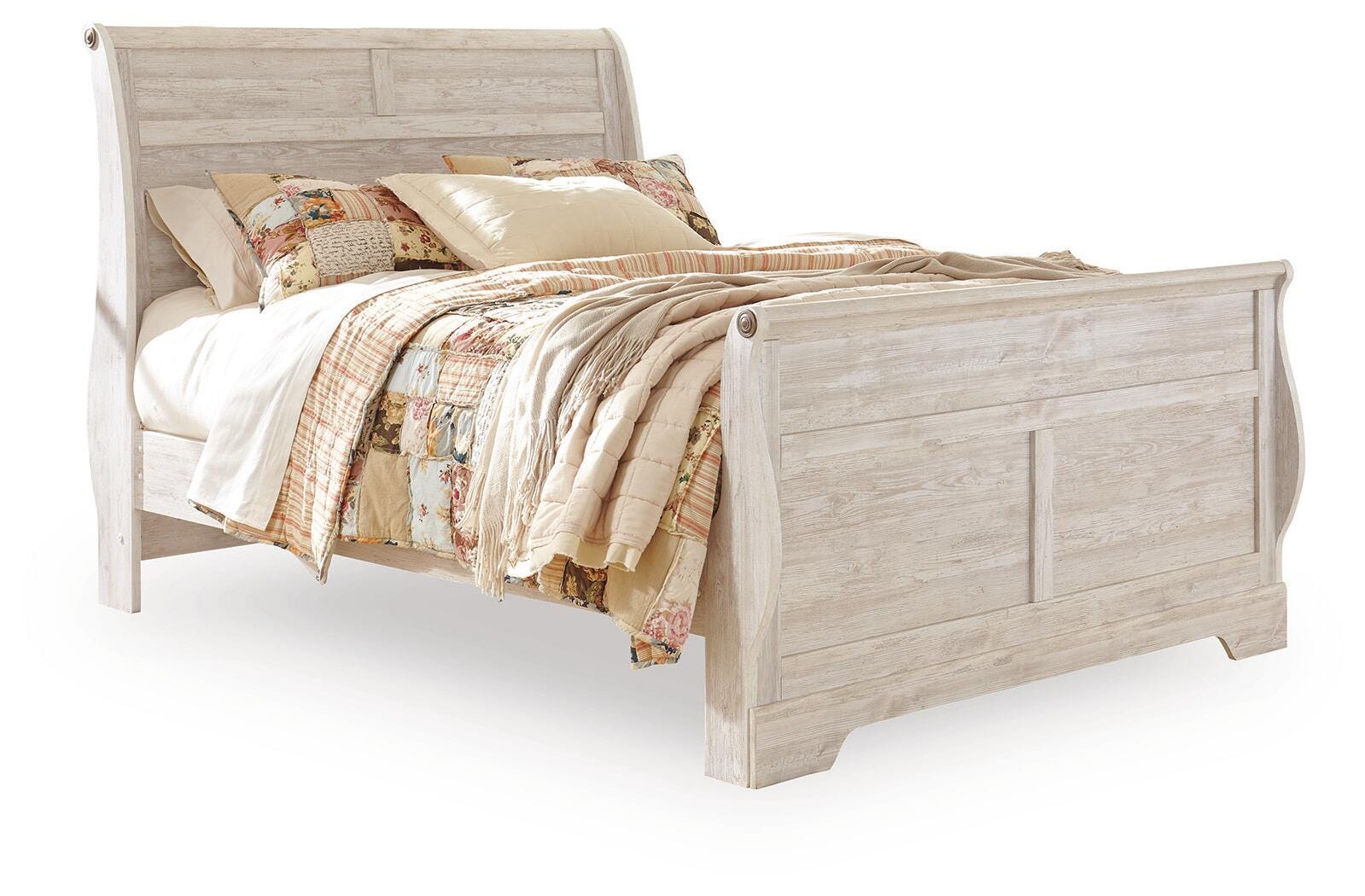 Willowton King Sleigh Bed - Beige (1)