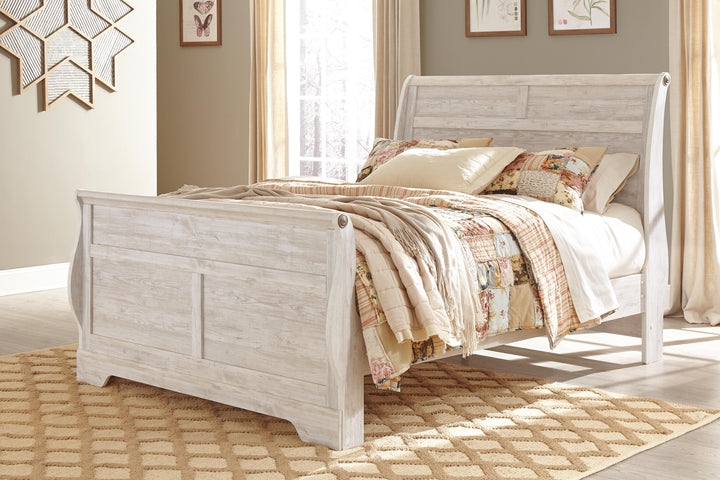 Willowton Queen Sleigh Bed - Whitewash (2)