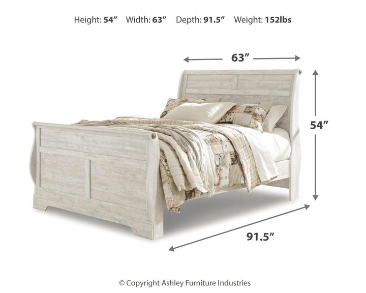 Willowton Queen Sleigh Bed, Dresser and Mirror (4)