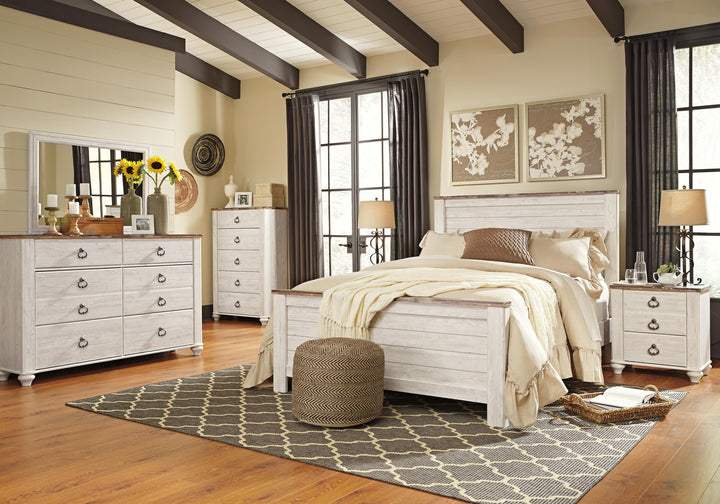 Willowton Dresser and Mirror - Whitewash (4)