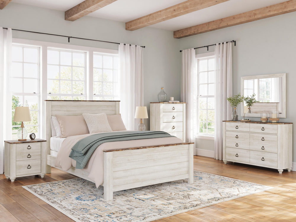 Willowton Queen Panel Bed - Whitewash (3)