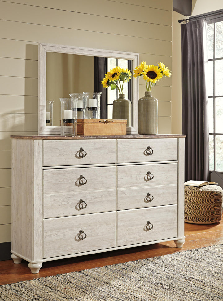 Willowton Dresser and Mirror - Whitewash (2)