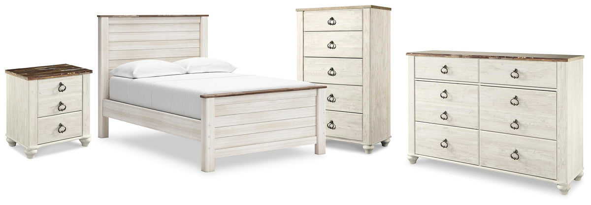Willowton Full Panel Bed, Dresser, Chest and Nightstand (1)