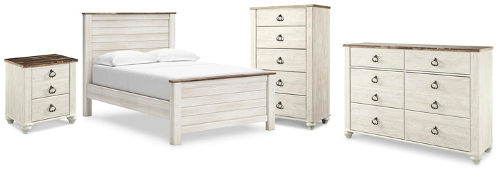 Willowton Full Panel Bed, Dresser, Chest and Nightstand (1)