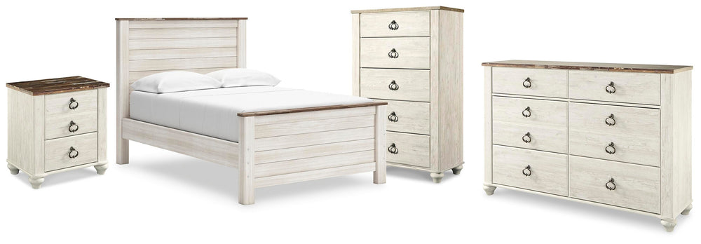 Willowton Full Panel Bed, Dresser, Chest and Nightstand (1)