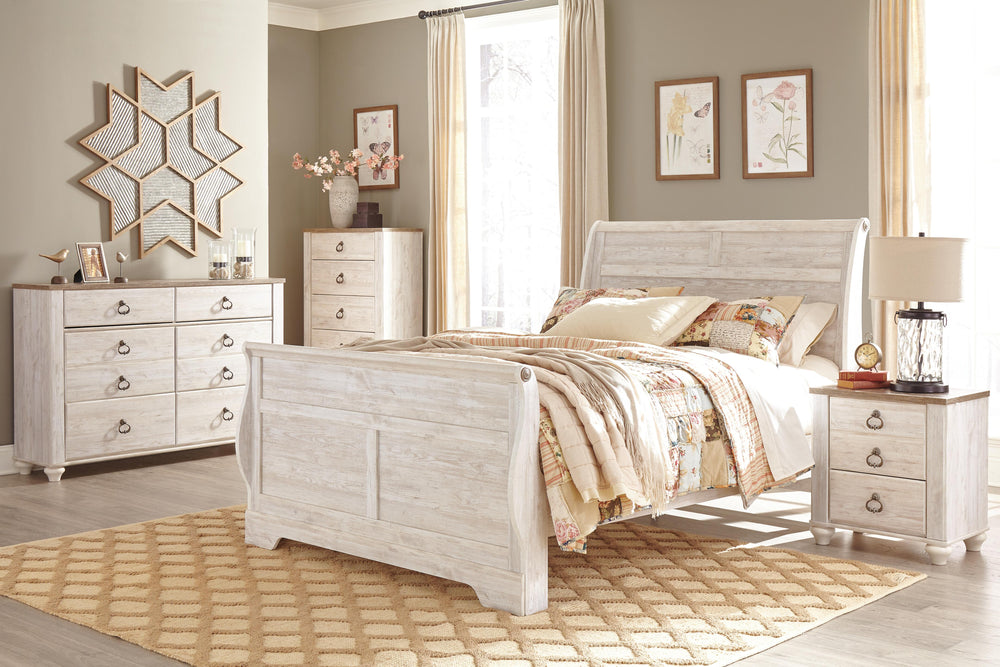 Willowton King Sleigh Bed - Beige (3)