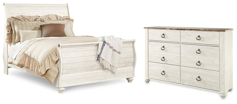 Willowton Queen Sleigh Bed and Dresser (1)