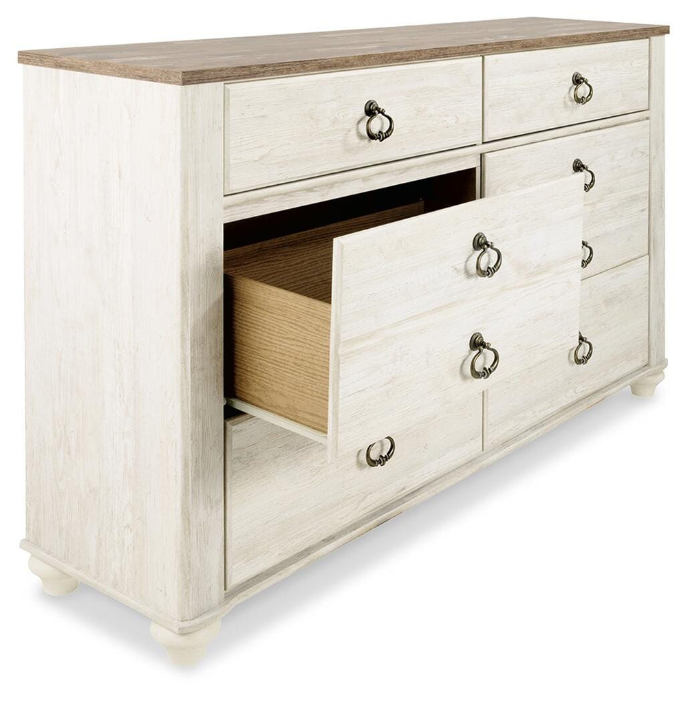Willowton Dresser and 2 Nightstands - Whitewash (4)