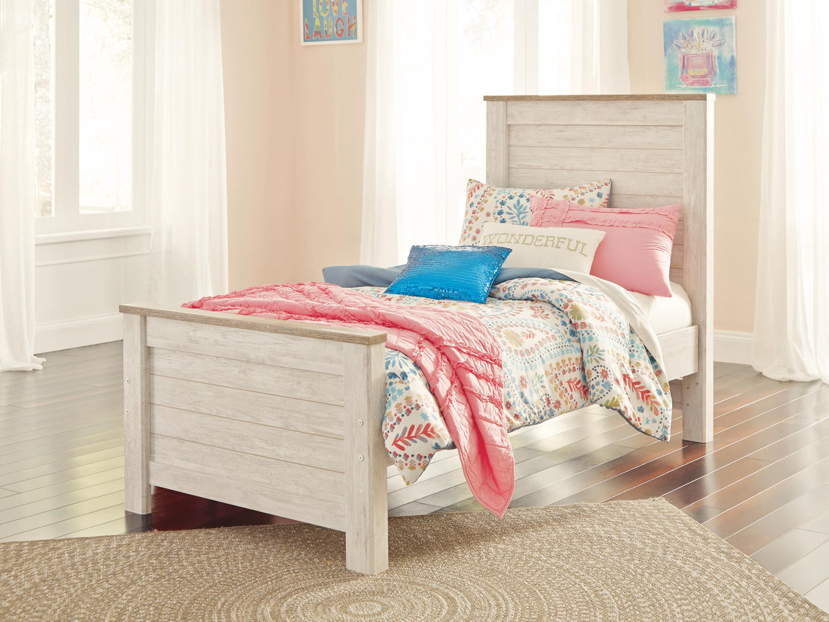 Willowton Twin Panel Bed - Whitewash (2)