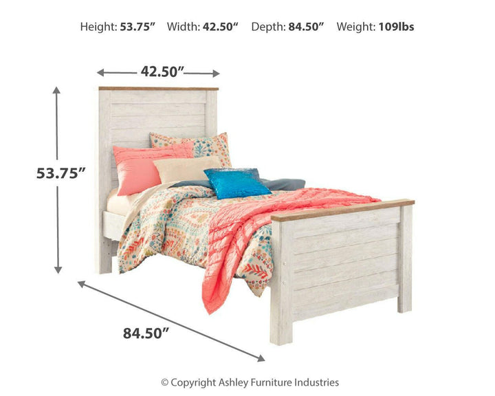 Willowton Twin Panel Bed and Dresser - Whitewash (8)