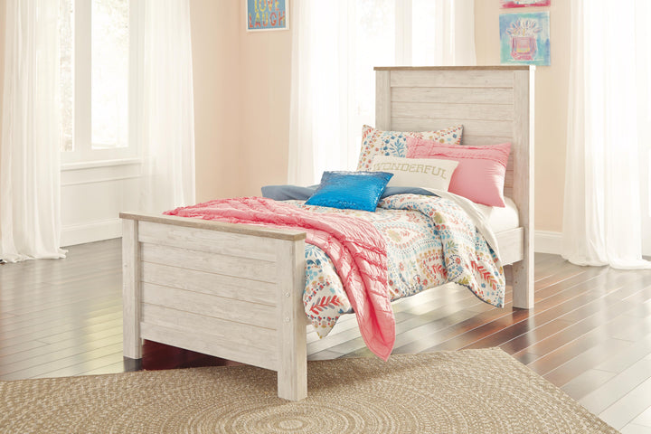 Willowton Twin Panel Bed and Dresser - Whitewash (10)